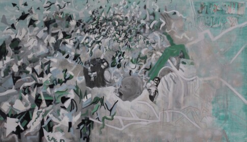 Chaos d'Hiroshima à Fukushima 4 Huile sur toile 130cmx195cm 2012