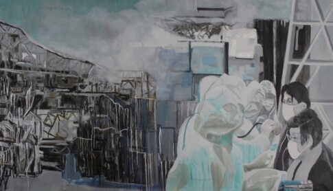 Chaos d'Hiroshima à Fukushima 5 Huile sur toile 130cmx195cm 2012
