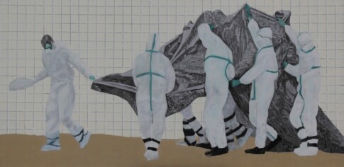 Chaos d'Hiroshima à Fukushima 6  Huile sur toile 115cmx195cm 2012