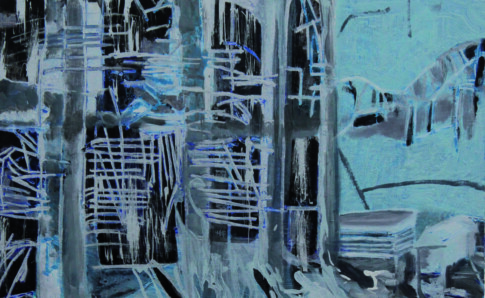 Chaos L'Inexorable d'Hiroshima à Fukushima 8 vue face Acrylique sur bois 30cmx50cm 2012