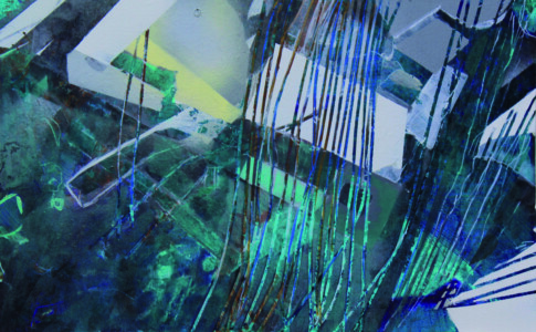Chaos L'Inexorable d'Hiroshima à Fukushima 7 vue aérienne Acrylique sur bois 2012