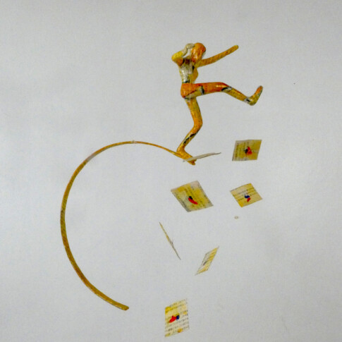Pluie de papiers, 35 x 40 cm, métal, papier, 2026