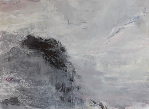 Paysage des rochers marins
2017 - Peinture à l’eau et à l’huile, pastel, encre de Chine et plâtre - 73 x 100 cm 
