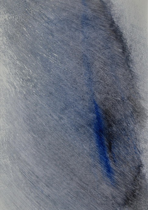 Land (escaped land) (XV).  Acrylique et pigment sur papier, 16,5 x 23,5 cm.