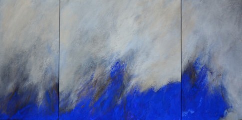 Terre échappée XXI, à XXIII, pigments et acrylique sur papier marouflé sur toile 160 x 80 cm.