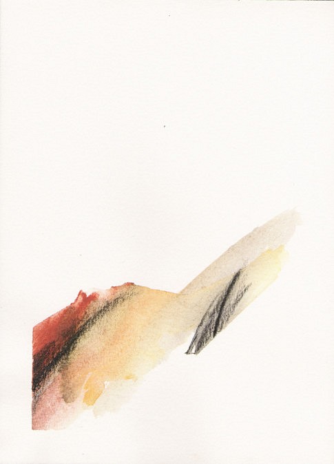 Terres (II), terre, fusain et aquarelle sur papier. 25 x  18 cm.